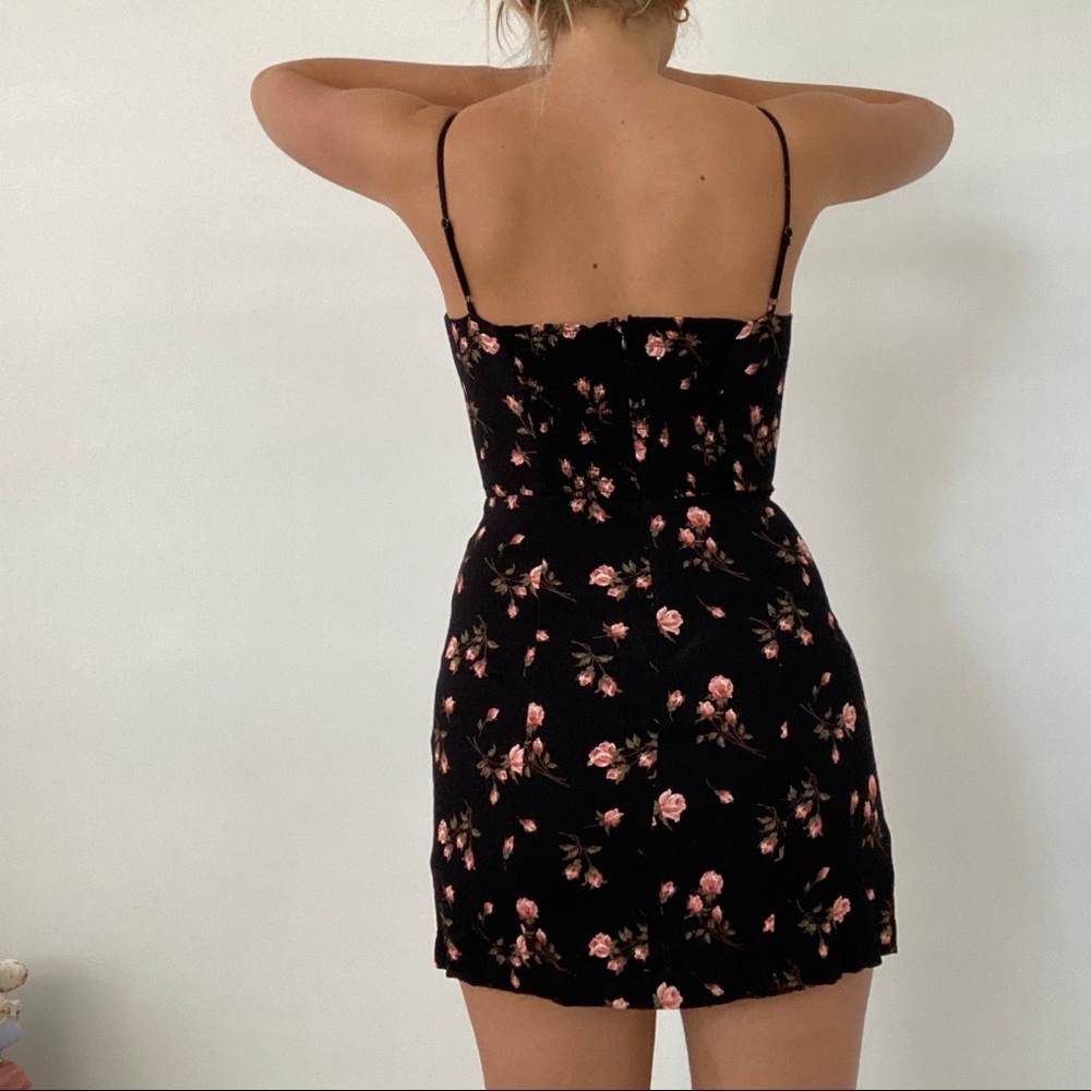 Reformation Black Floral Mini Dress - Picture 2 of 5